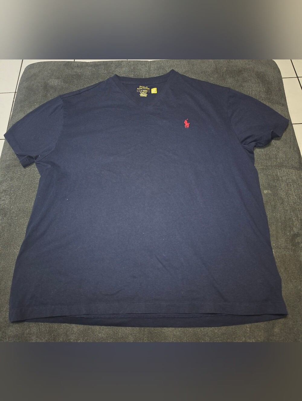 Polo by Ralph Lauren Navy V-Neck Short Sleeve Shirt with Red Logo